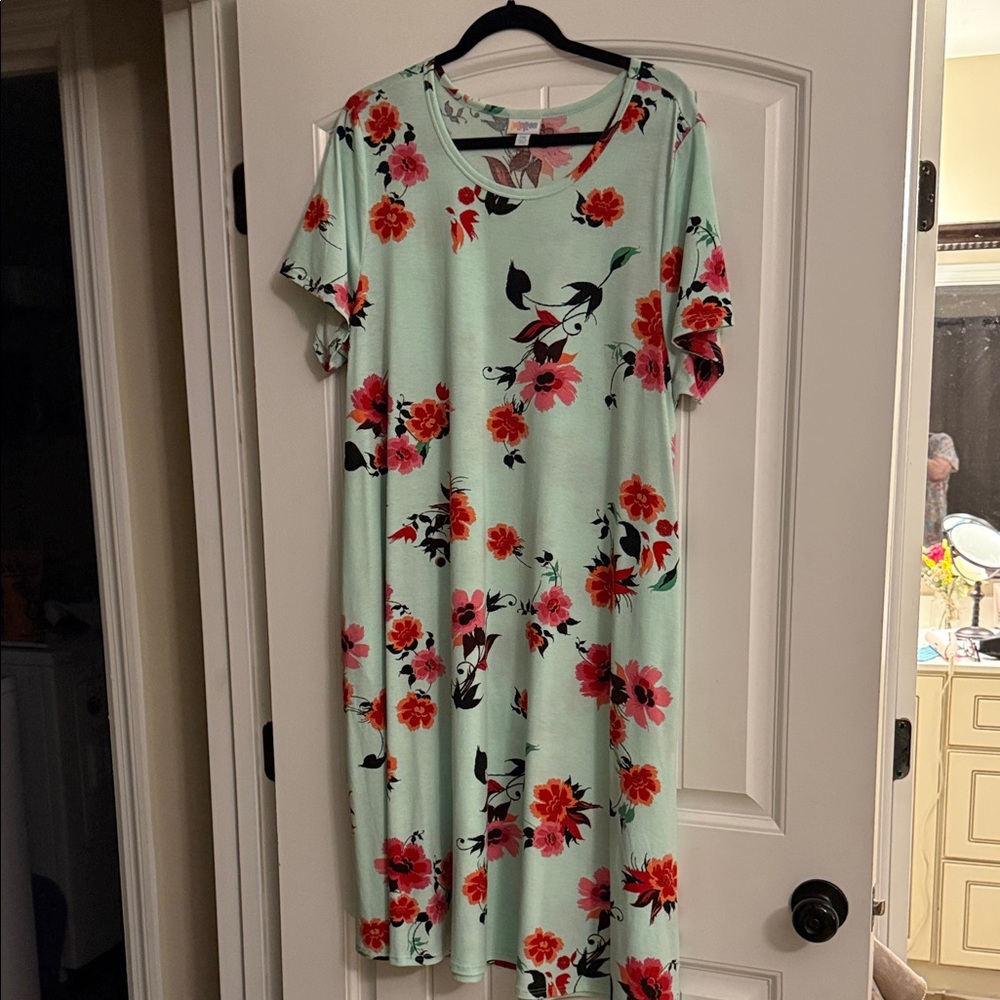 LuLaRoe Mint Green Floral Midi Dress